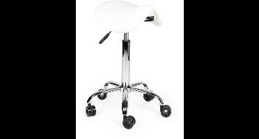 Ergonomische Kapperskruk Wit op Wielen Standaard (50-68cm) / zonder Voetsteun