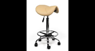 Ergonomische Zadelkruk Beige op Wielen Standaard (50-68cm) / met Voetsteun / Standaard wielen