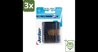 3 x Jordan - Tandenstokers - Tafeldispenser - Zonder Smaak - 125 Stokers - Grootverpakking - Tandenstokers - Tandenstokers Dispenser - Mondhygiëne - Interdentale Ruimtes - Tandenstokers Tafeldispenser