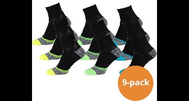Xtreme Sockswear Hardloop Sokken - 9 paar - Multi Black Running Socks - Maat 45/47