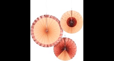 Folat - Papieren waaiers Elegant Lush Blush - 3 stuks