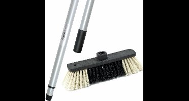 Sorex Binnenbezem Eco 28 cm - inclusief metalen telescoopsteel - zilver - tot 200 cm - Zachte bezems voor binnen