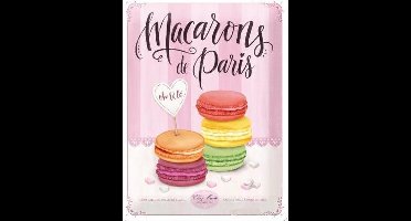 Macarons de Paris Metalen wandbord in reliëf 30 x 40 cm