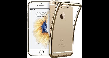Hoesje Transparant geschikt voor Apple iPhone 6 / 6s - Goud Siliconen TPU Hoesje Case