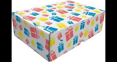 Raadhuis cadeaupakketdoos 3 - pakjes dessin - 24x17x8cm - 5 stuks