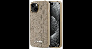 Karl Lagerfeld, Hoesje Geschikt voor Apple iPhone 14 MagSafe-compatibel met monogramontwerp en metallic logo, Beige