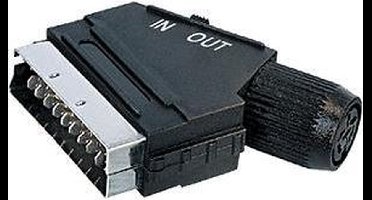 Adapter Scart met schakelaar voor in en uit mannelijk - DIN 6pins vrouwelijk