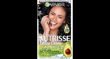 Garnier - Nutrisse Ultra Crème 1 - Haarkleuring - Zwart - Intens Voedend - Permanente Kleur - 1 stuk