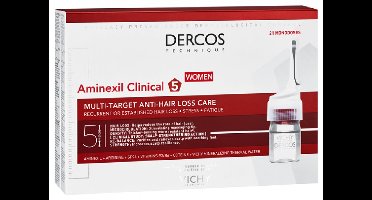 Vichy Dercos Aminexil Clinical 5 - Voor Vrouwen met haarverlies - Haarverzorging tegen haaruitval - 21 ampullen x 2ml