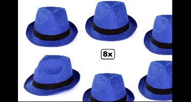 8x Gleufhoed stro blauw mt.58/59