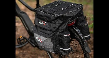 ProX Fietstassen Dubbel - waterdicht 43 liter - zwart grijs - regenhoes