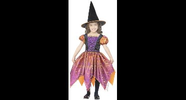 Smiffys - Moon & Stars Witch Kinder Kostuum - Kids tm 12 jaar - Oranje/Paars