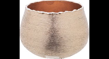 Cosy @ Home Waxinelichthouder - rose goud - aluminium - 10 cm - Waxinelichtjeshouder van metaal