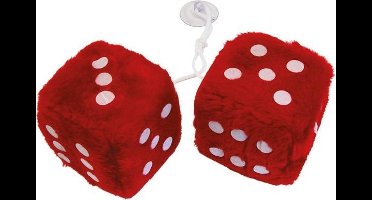 Autospiegel - Dobbelstenen - Pluche - Rood