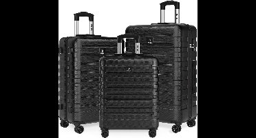 Deuba Travel Kofferset 3-delig 55x40x20 cm Hardschaal Zwart