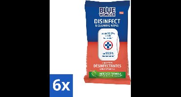 6 x Blue Wonder Desinfectie Reiniger Doekjes 72 stuks per verpakking - Reinigen - Desinfecteren - Schoonmaakdoekjes - Hygiëne - Bacteriën