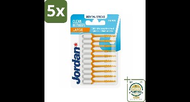 5 x Jordan Sticks Clean Between Large 40 stuks per verpakking - Grootverpakking - Tandplak Verwijderen - Tandenstoker - Mondhygiëne - Tandvlees Stimuleren - Tanden Reinigen