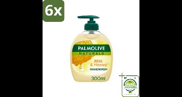 Pamlolive Naturals - Handzeep - Melk & Honing - 300 ml - Voordeelverpakking - 6 stuks - Handzeep melk honing - Natuurlijke handzeep