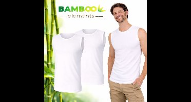 Bamboo Elements - Mouwloos Shirt Heren - Wit - L - 2 pack - Tanktop Heren - Ondershirt Heren
