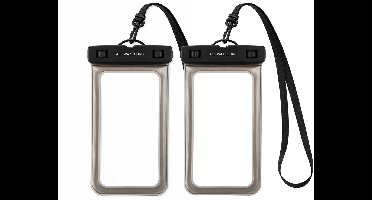 Waterdicht Telefoonhoesje - Set van 2 - Telefoons tot 7 inch - Onderwater Hoesje Telefoon - Drybag - Zwart
