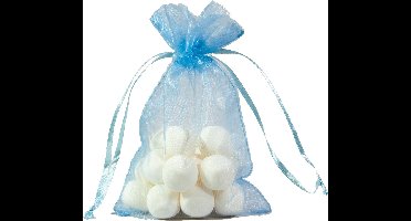 Lichtblauw organza zakjes – 7×10 cm – 25 st – Organza