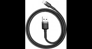 Baseus - Universele USB naar Lightning kabel - Geschikt voor o.a. Apple/iPhone en andere apparaten - 2 Meter - 2.5A - Zwart/Grijs