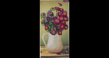 Diamondpainting Crystal Art Kaart Bloemenvaas 11x22cm