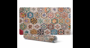 Mozaïek bloemen muismat voor bureau, toetsenbord en laptop 90x45 cm