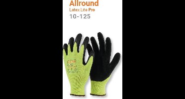 12x 12 paar - Werkhandschoenen PSP 10-125 Allround Top Latex Lite Pro, geel (per doos van 12x 12 paar), maat 9