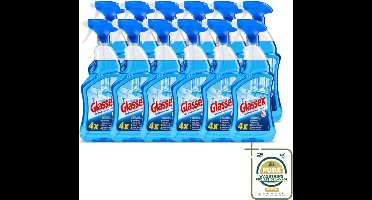 12 x Glassex - Glas & Multi Schoonmaak Spray - Voor Stralend Glas & Vlekken - 750 ml - Wasstrips - Glas Reinigen - Spiegel Reinigen - Ruiten Reinigen - Marmer Reinigen - Vlekken Verwijderen