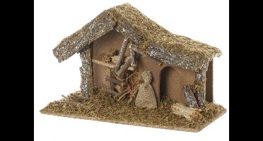 Kerststal om te vullen met schuim en schors, H 24 cm