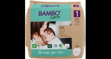 Bambo Nature - Luiers Maat 1 XS (2-4 kg) - 2 x 22 stuks - Voordeelverpakking
