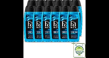 12 x Fa Men - Perfect Wave - 2 in 1 Douchegel & Shampoo - Menthol - 250 ml - Grootverpakking - Vaatwasstrips - Douchegel En Shampoo Voor Mannen - Menthol Geur - 2 In 1 Douchegel En Shampoo - Lichaam En Haar Verzorging - Verfrissende Douche