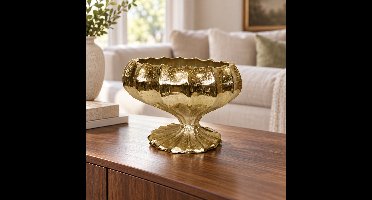 Hoppa! Lotusvaas op voet - Goud - 27 x 27 x 20 cm (B x D x H)