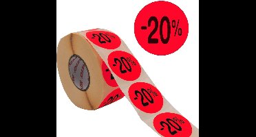 METO promotie-etiketten '-30%', rond, fluorrood