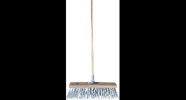 Sorex Straatbezem Rocky voor buiten gebruik - Kunstvezel kop 50 cm - wit - Houten steel 120 cm - metalen steelhouder