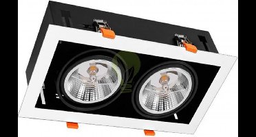 Rechthoekige inbouwspot AR111 | 315x160 | Dubbel | Zwart/Wit