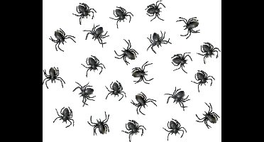 PartyDeco Horror/Halloween griezel spinnetjes - 20x - kunststof - zwart - 3 cm