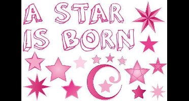 Raamsticker adhesive geboorte a star is born roze meisje.