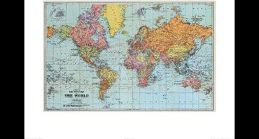 Kunstdruk Stanfords - General Map of the World 1920 60x80cm