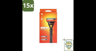15 x Gillette - Fusion 5 - Scheermesje - Ergonomisch ontwerp - 2 Extra Navulmesjes - Grootverpakking - Scheerapparaat - Scheren - Scherpe Mesjes - Navulmesjes - Glad Scheren