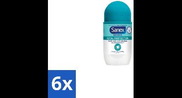 6 x Sanex – Deodorant Roll-On – Dermo Total Protection – 50 ml - Douche - Deodorant Roll-on - Zweetvermindering - Geurvermindering - Huidbescherming