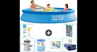 Intex Rond Opblaasbaar Easy Set Zwembad - 305 x 61 cm - Blauw - Inclusief Pomp Filter - Loungebed - Solarzeil - 7-delig
