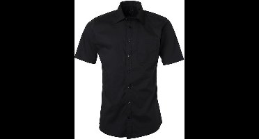 Daiber Herenshort Poplin Shirt met korte mouwen (Zwart)