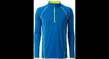 James and Nicholson Heren Sport Top met lange mouwen (Helder blauw/ helder geel)