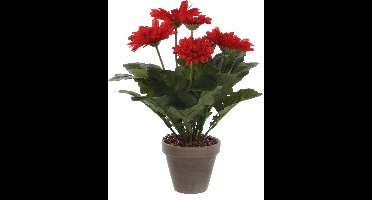 Mica Decorations Kunstplant - Gerbera - rood - in pot - 35 cm