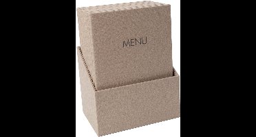 SIGEL SM208 menumappen A4 - set: 10 stuks met gratis opbergdoos - rubberen band, beige met linnenstructuur, duurzaam en gemakkelijk schoon te maken