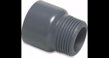 VDL Puntstuk PVC-U 32 mm x 1" lijmmof x buitendraad 10bar grijs type handgevormd