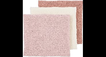 Meyco Baby Uni monddoekjes - 3-pack - pre-washed hydrofiel - soft rose/rose/natural - 30x30cm