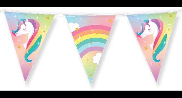Dubbelzijdige Vlaggenlijn | Set á 3 stuks | Lengte: 10 meter | Thema: Eenhoorn | Kleur: Regenboog